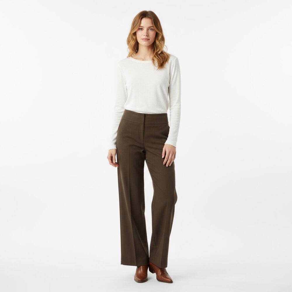 Sandro Brown Faux Suede‎ Wide Leg Trouser Pants 6